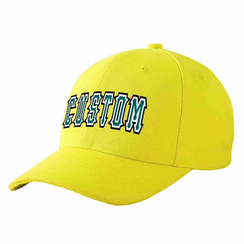 Baseball Cap Western-Custom Yellow Aqua-White Curved Eaves Sport Baseball Cap Design for Men/Women/Youth