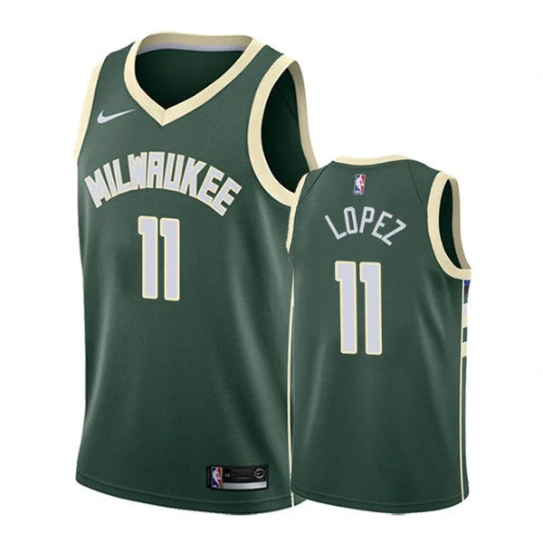 Basketball Jersey Logo-Men's Milwaukee Bucks #21 Brook Lopez Green Stitched Basketball Jersey