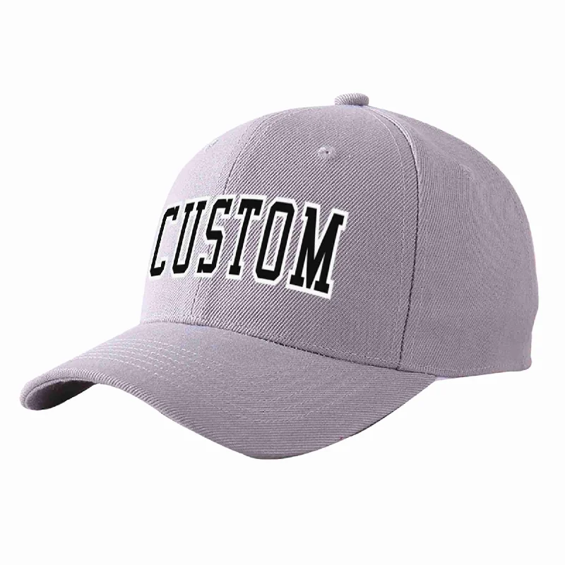 Baseball Cap Low Profile-Custom Gray Black-White Curved Eaves Sport Baseball Cap Design for Men/Women/Youth