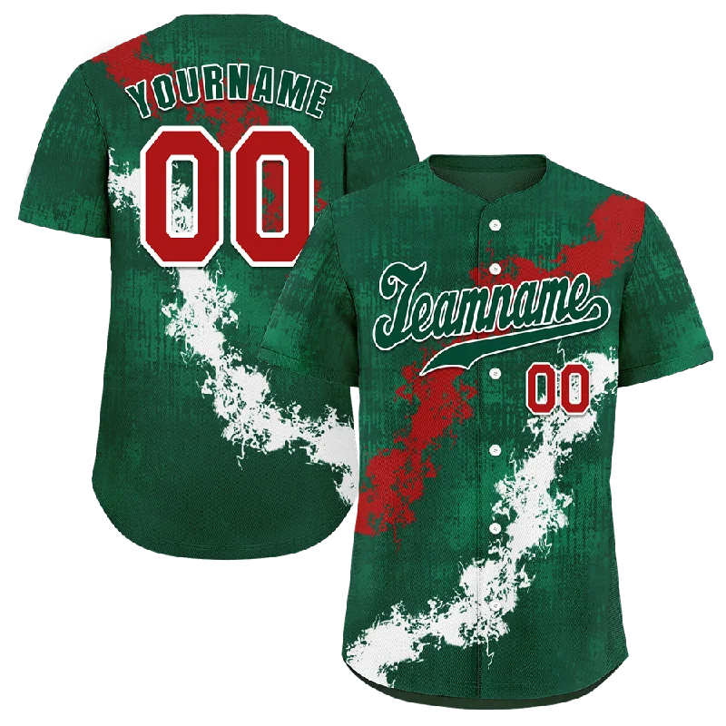 Baseball Jersey Trendy-Custom Green Graffiti Pattern Green Authentic Baseball Jersey