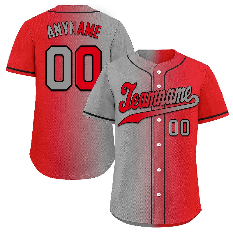 Baseball Jersey Game Day-Custom Grey Red Gradient Fashion Personalized Authentic Baseball Jersey BSBJ01-D0a7aad