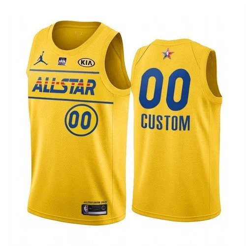 Basketball Jersey Motivational-Men's 2021 All-Star Active Player Custom Yellow Western Conference Stitched Basketball Jersey