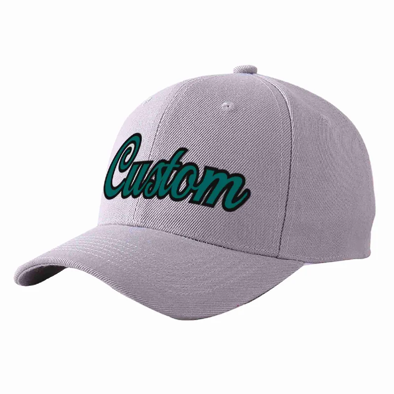 Baseball Cap Cyber Monday-Custom Gray Aqua-Black Curved Eaves Sport Baseball Cap Design for Men/Women/Youth