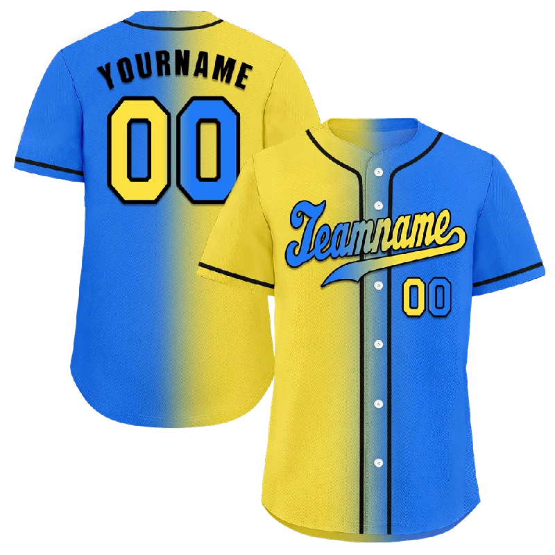 Baseball Jersey Space Theme-Custom Yellow Blue Gradient Fashion Blue Authentic Baseball Jersey