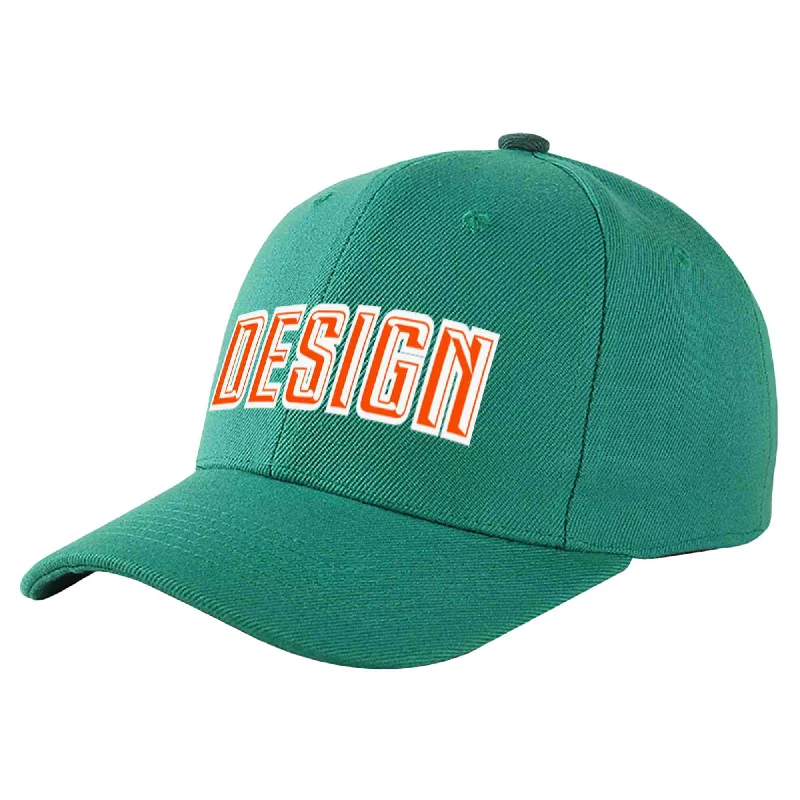 Baseball Cap Handmade-Custom Light Green Orange-White Curved Eaves Sport Design Baseball Cap