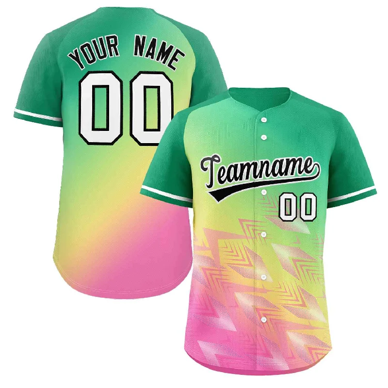 Baseball Jersey Indoor-Custom Kelly Green Yellow Black-White Gradient Fashion Authentic Baseball Jersey