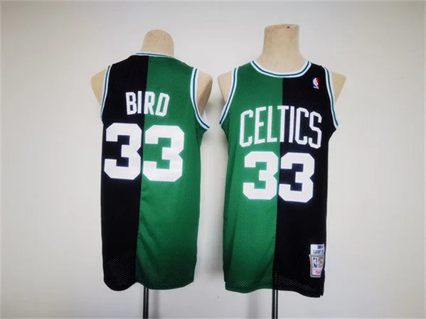 Basketball Jersey Hall of Fame-Men's Boston Celtics #33 Larry Bird Green/Black Split Throwback Stitched Basketball Jersey