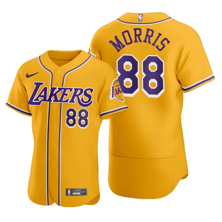 Basketball Jersey Basketball Dad-Men's Los Angeles Lakers #88 Markieff Morris Gold 2020 X Crossover Edition Stitched Basketball Jersey