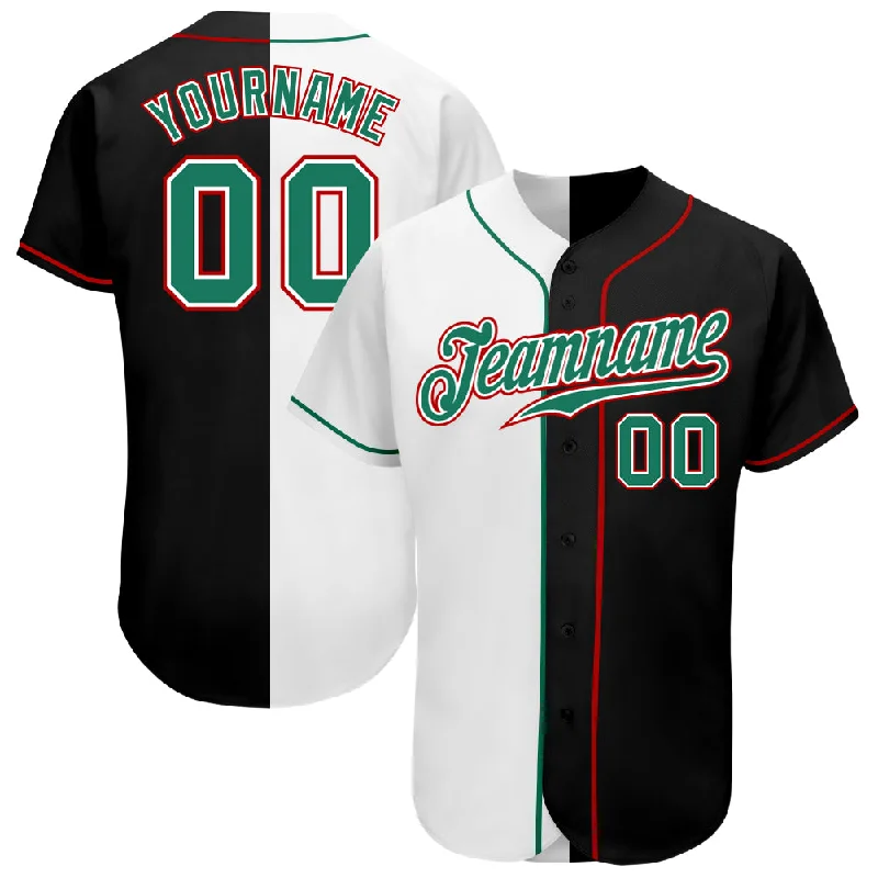 Baseball Jersey Aesthetic-Custom Black Kelly Green-White Authentic Split Fashion Baseball Jersey