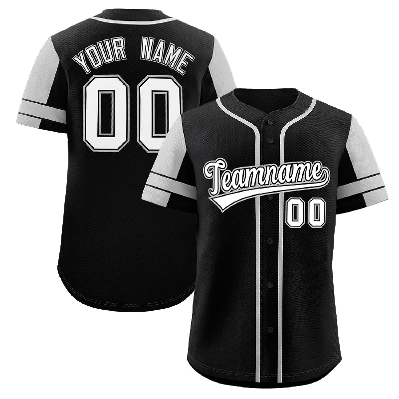 Baseball Jersey Esports-Custom Black Gray Personalized Raglan Sleeves Authentic Baseball Jersey