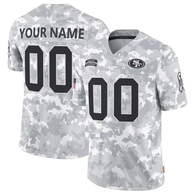 Football Jersey Work-Custom SF.49ers Active Player 2024 F.U.S.E Arctic Camo Salute To Service Limited Stitched Football Jersey