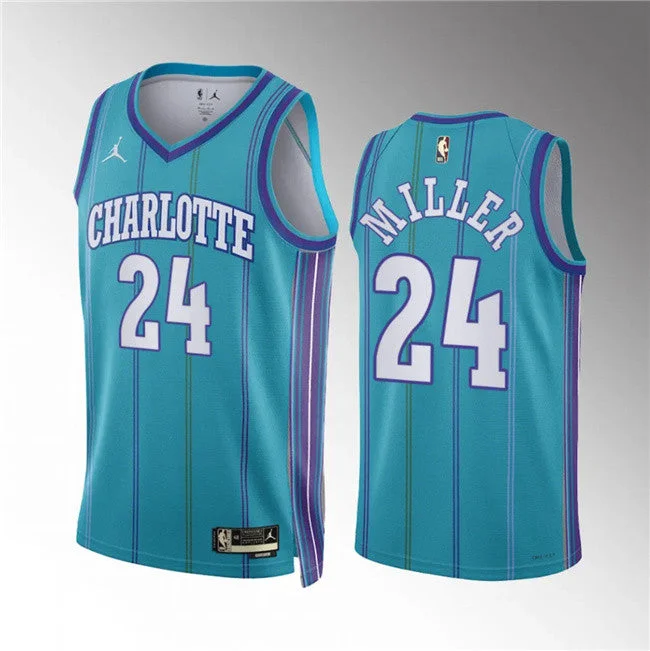 Basketball Jersey Valentine’s Day-Men's Charlotte Hornets #24 Brandon Miller Teal 2023/24 Classic Edition Stitched Basketball Basketball Jersey