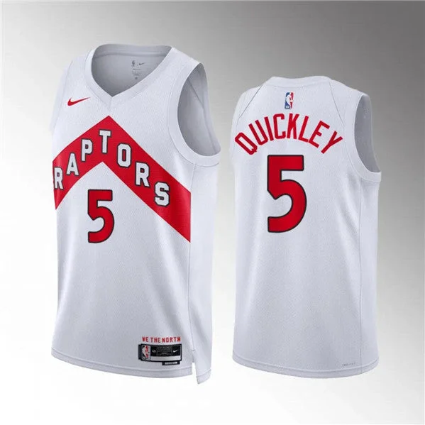 Basketball Jersey Jogging-Men's Toronto Raptors #5 Immanuel Quickley White Association Edition Stitched Basketball Basketball Jersey