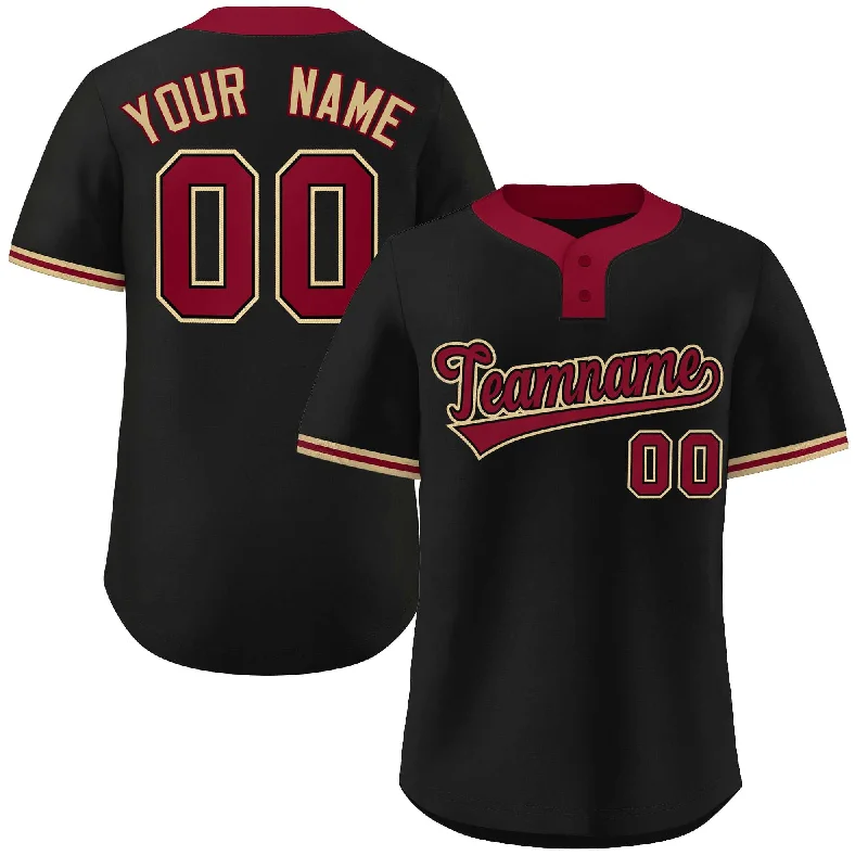 Baseball Jersey Budget-Friendly-Custom Black Crimson-Old Gold Classic Style Authentic Two-Button Baseball Jersey