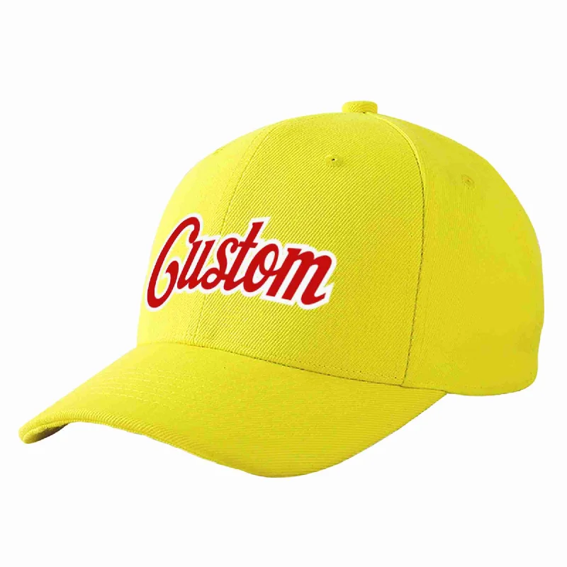 Baseball Cap Business Casual-Custom Yellow Red-White Curved Eaves Sport Baseball Cap Design for Men/Women/Youth