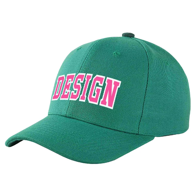 Baseball Cap Sunproof-Custom Light Green Pink-White Curved Eaves Sport Design Baseball Cap