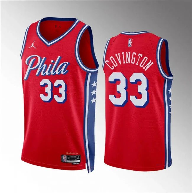 Basketball Jersey Comfortable-Men's Philadelphia 76ers #33 Robert Covington Red Statement Edition Stitched Basketball Jersey