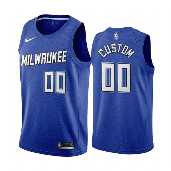 Basketball Jersey Women-Men's Milwaukee Bucks Active Player Navy City Edition New Uniform 2020-21 Custom Stitched Basketball Jersey