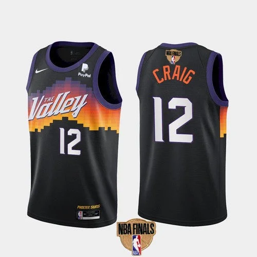 Basketball Jersey Halloween-Men's Phoenix Suns #12 Torrey Craig 2021 Black Finals City Edition Stitched Basketball Jersey