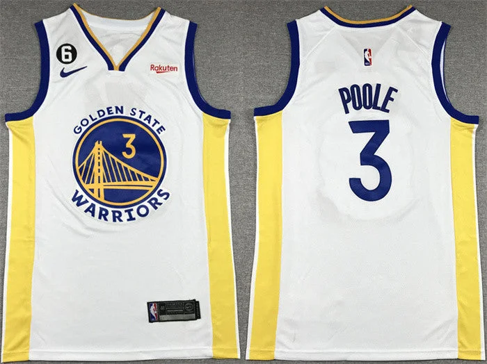 Basketball Jersey Navy-Men's Golden State Warriors #3 Jordan Poole White With No.6 Patch Stitched Basketball Jersey