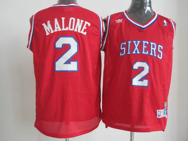 Basketball Jersey Basketball Fan-76ers 2 Moses Malone Red Hardwood Classics Basketball Jersey