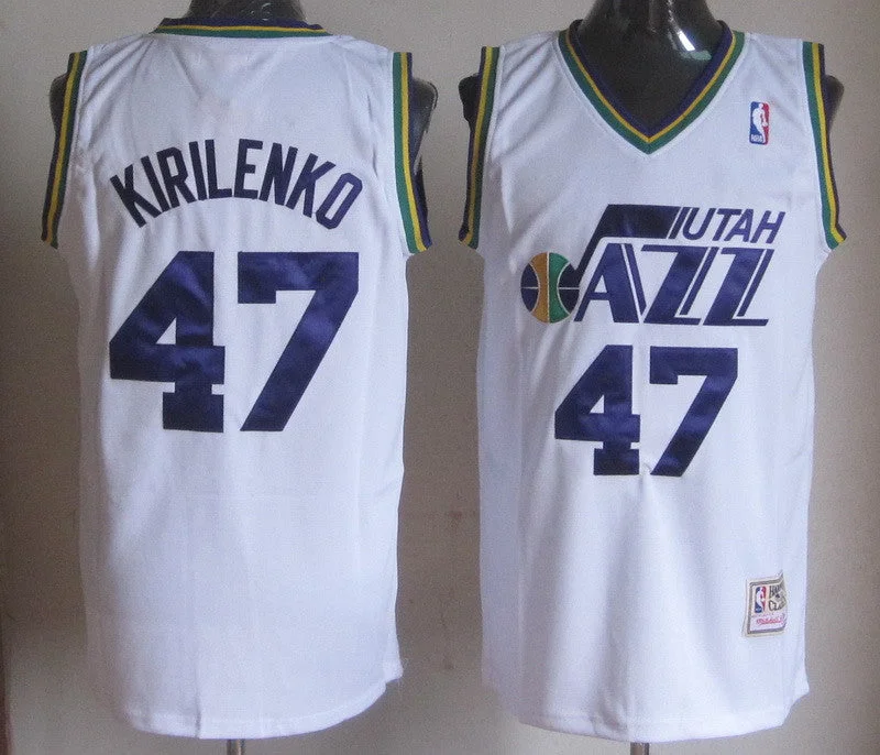 Basketball Jersey Yellow-Jazz 47 Kirilenko White Basketball Jerseys