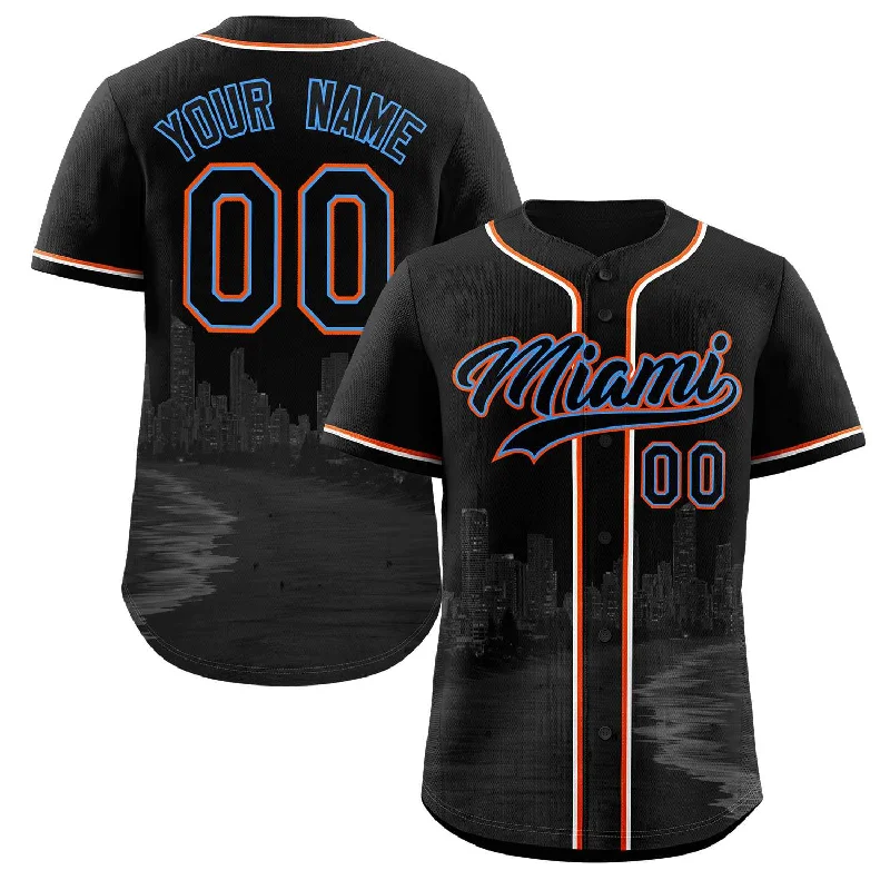 Baseball Jersey Toddler-Custom Black Black-Powder Blue Miami City Connect Baseball Jersey