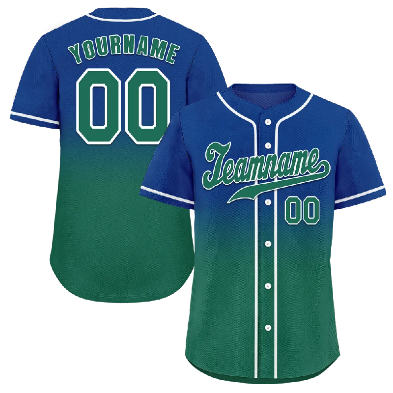 Baseball Jersey Baseball Brother-Custom Blue Green Fade Fashion Green Authentic Baseball Jersey