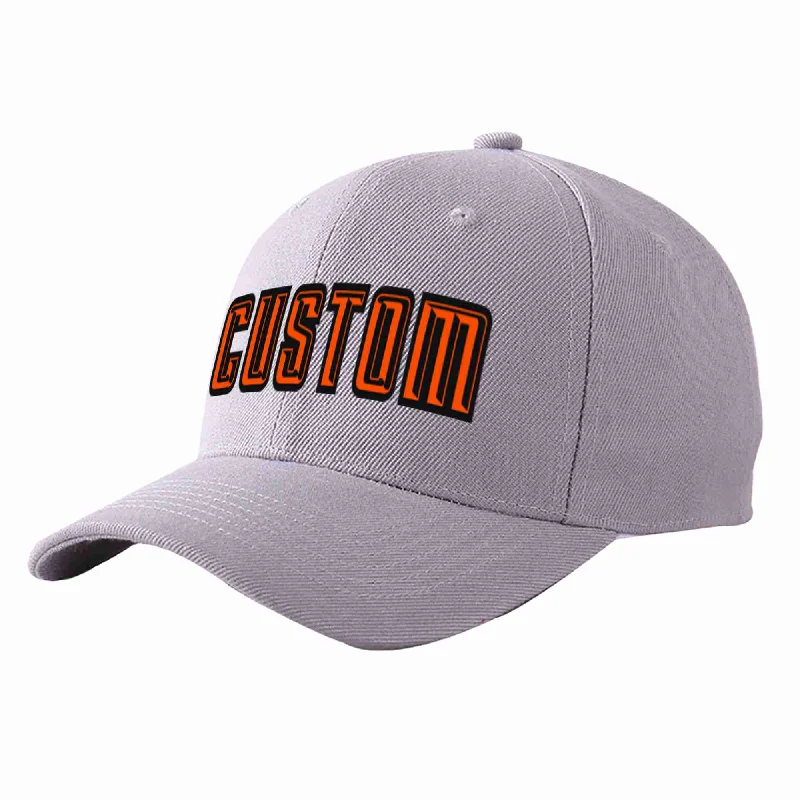 Baseball Cap Party-Custom Gray Orange-Black Curved Eaves Sport Baseball Cap Design for Men/Women/Youth