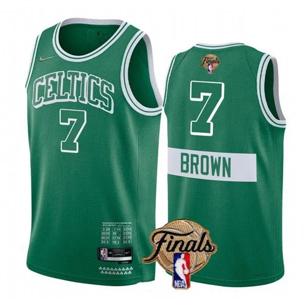 Basketball Jersey Winter-Men's Boston Celtics #7 Jaylen Brown 2022 Green Finals Stitched Basketball Jersey