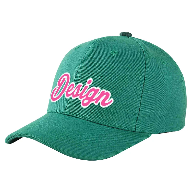 Baseball Cap Cowboy-Custom Light Green Pink-White Curved Eaves Sport Design Baseball Cap