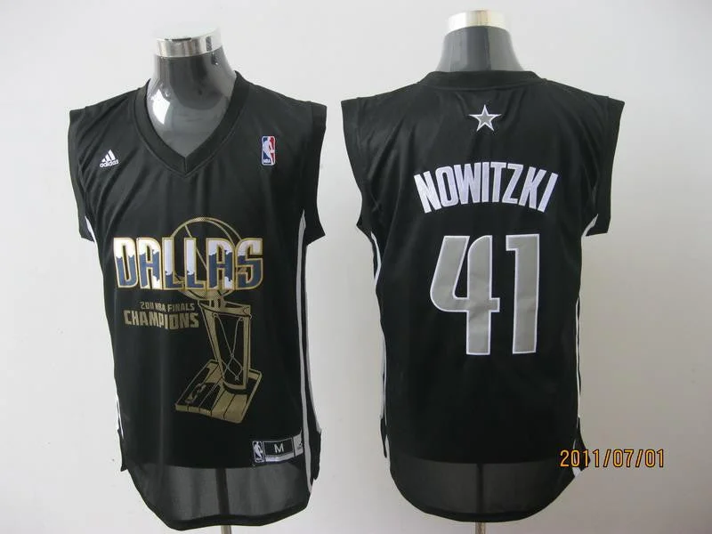 Basketball Jersey Eco-Friendly-Mavericks 41 Nowitzki Black 2011 Champions Basketball Jerseys