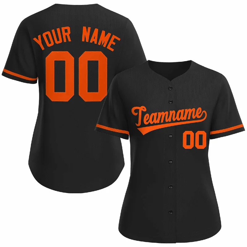 Baseball Jersey Cheap-Custom Black Orange Classic Style Baseball Jersey for Women