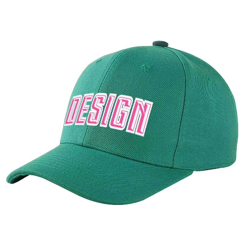 Baseball Cap Beach-Custom Light Green Pink-White Curved Eaves Sport Design Baseball Cap