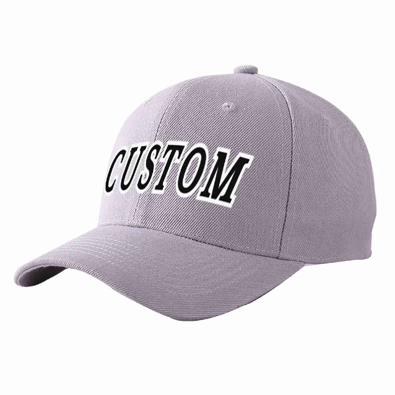 Baseball Cap Breathable-Custom Gray Black-White Curved Eaves Sport Baseball Cap Design for Men/Women/Youth