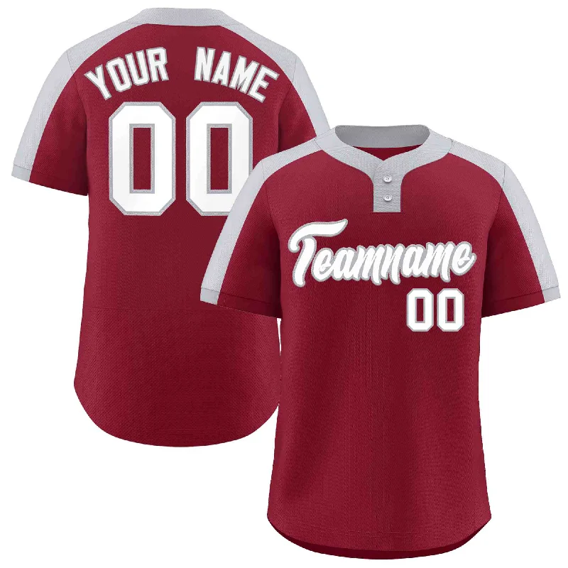 Baseball Jersey Sports-Custom Crimson White-Gray Classic Style Authentic Two-Button Baseball Jersey