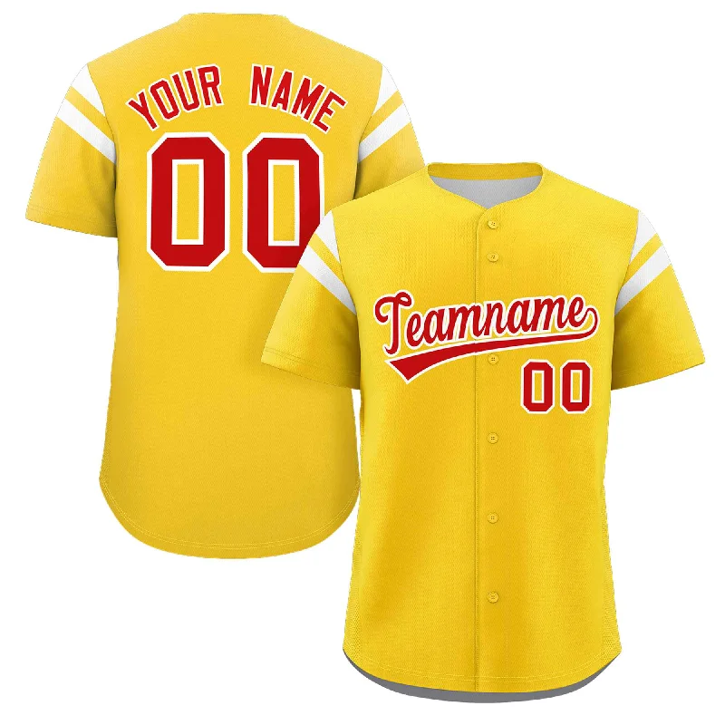 Baseball Jersey Slogan-Custom Gold Red-White Classic Style Personalized Full Button Authentic Baseball Jersey