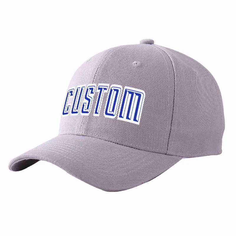 Baseball Cap Artistic-Custom Gray Royal-White Curved Eaves Sport Baseball Cap Design for Men/Women/Youth