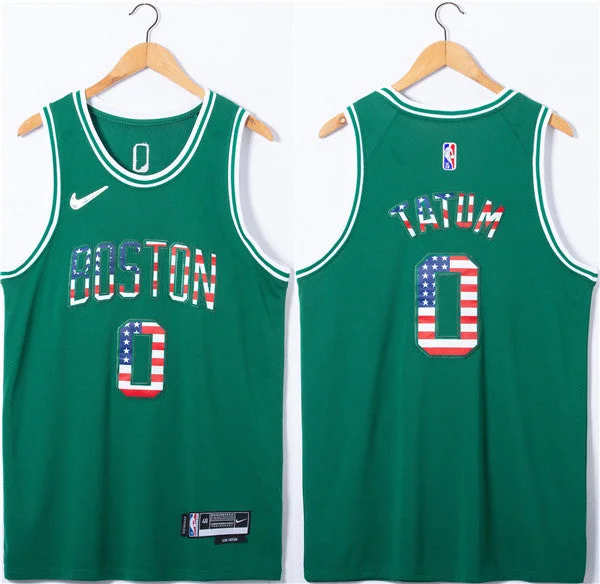 Basketball Jersey Name-Men's Boston Celtics #0 Jayson Tatum USA Flag Green Stitched Basketball Jersey