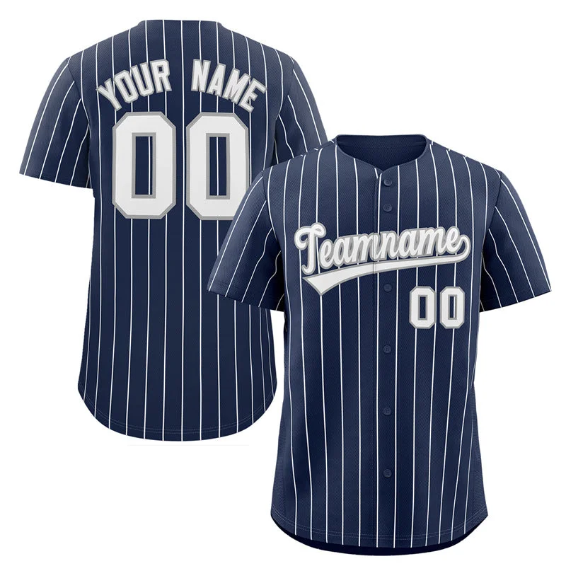 Baseball Jersey Bulk Order-Custom Navy White-Gray Stripe Fashion Authentic Baseball Jersey