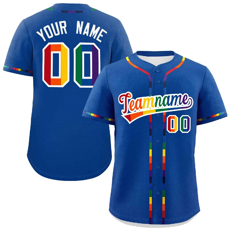 Baseball Jersey Space Theme-Custom Royal LGBT Rainbow For Pride Month Classic Style Authentic Baseball Jersey