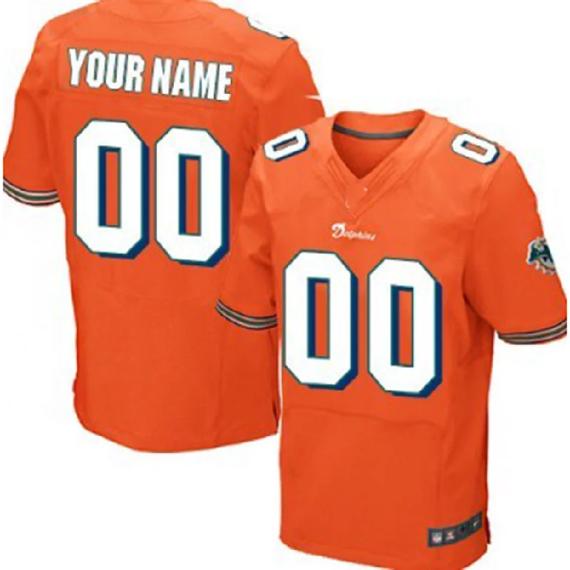 Football Jersey Comfortable-Custom M.Dolphins Orange Elite Jersey American Stitched Football Jerseys