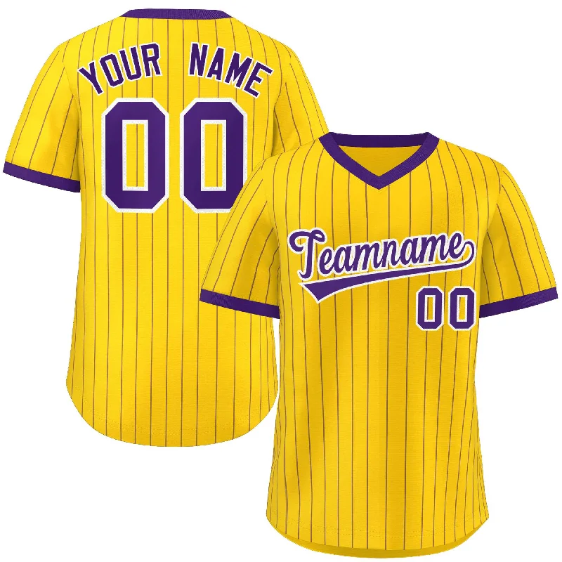 Baseball Jersey Baseball Grandma-Custom Gold Purple Stripe Fashion Authentic Pullover Baseball Jersey