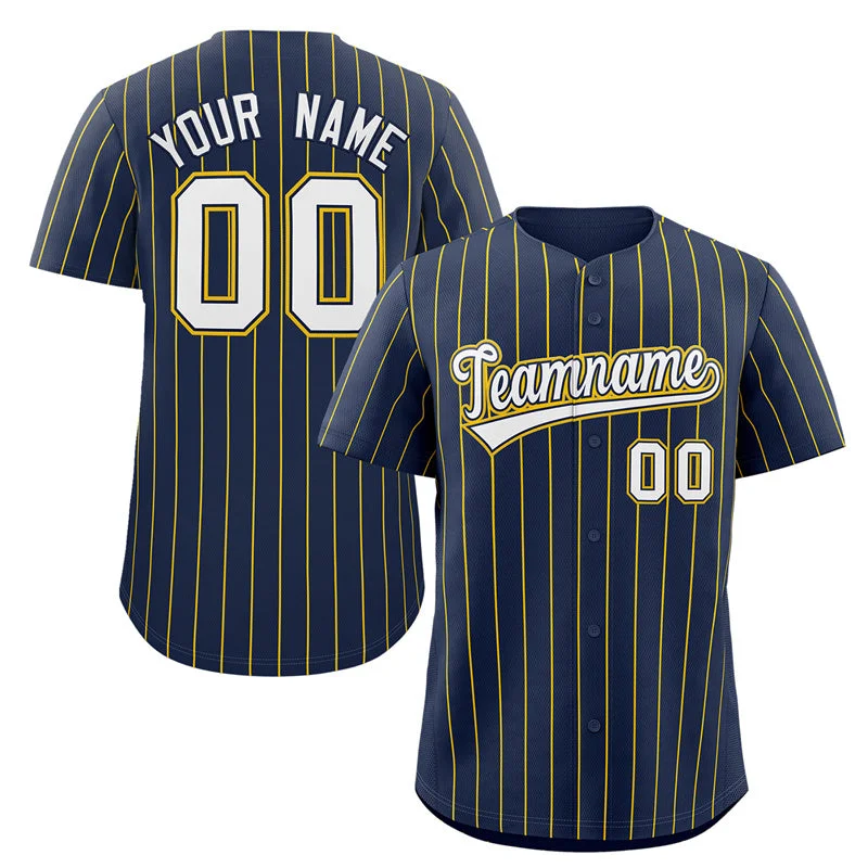 Baseball Jersey High Demand-Custom Navy White-Gold Stripe Fashion Authentic Baseball Jersey