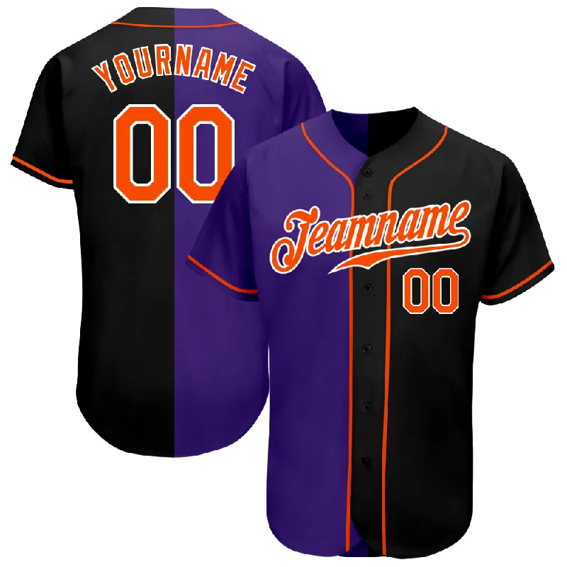 Baseball Jersey Road Trip-Custom Black Orange-Purple Authentic Split Fashion Baseball Jersey