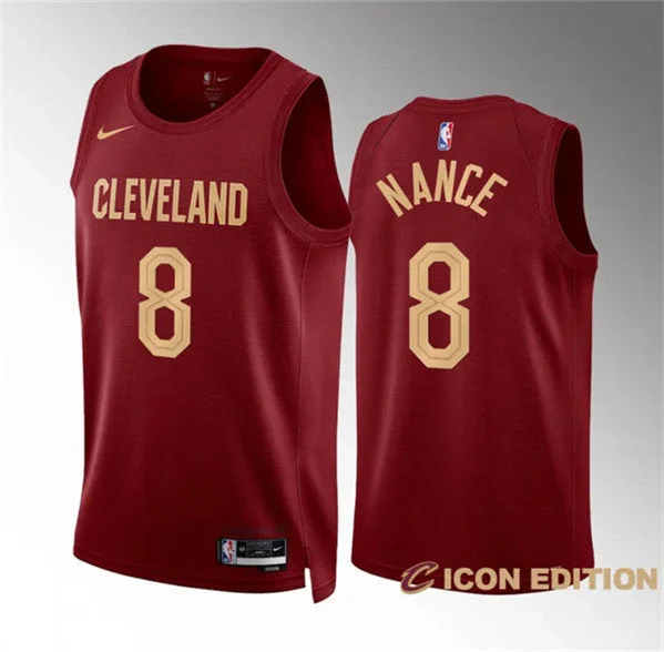 Basketball Jersey NBA-Men's Cleveland Cavaliers #8 Pete Nance Wine Icon Edition Stitched Basketball Jersey