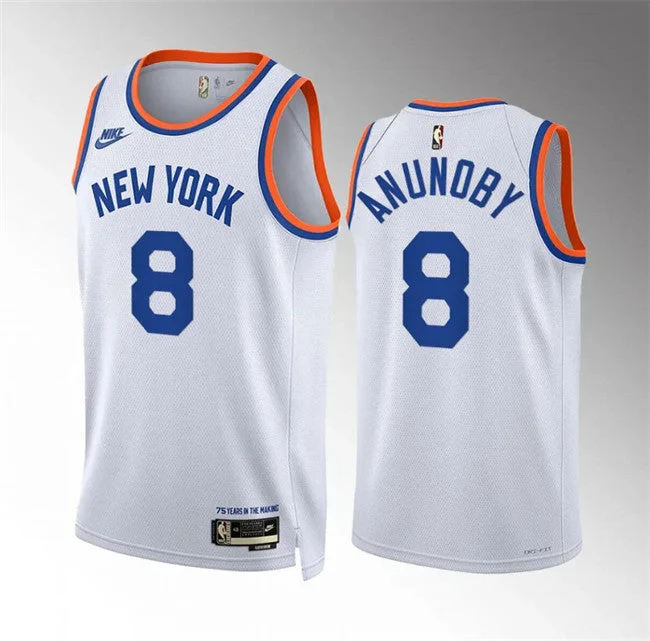 Basketball Jersey Work-Men's New Yok Knicks #8 OG Anunoby White 2021/22 City Edition Stitched Basketball Basketball Jersey