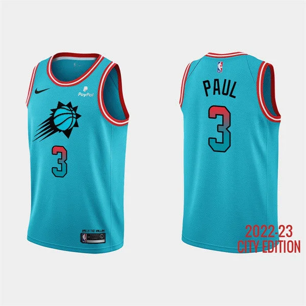 Basketball Jersey Comfortable-Men's Phoenix Suns #3 Chris Paul 2022-23 Blue City Edition Stitched Basketball Basketball Jersey