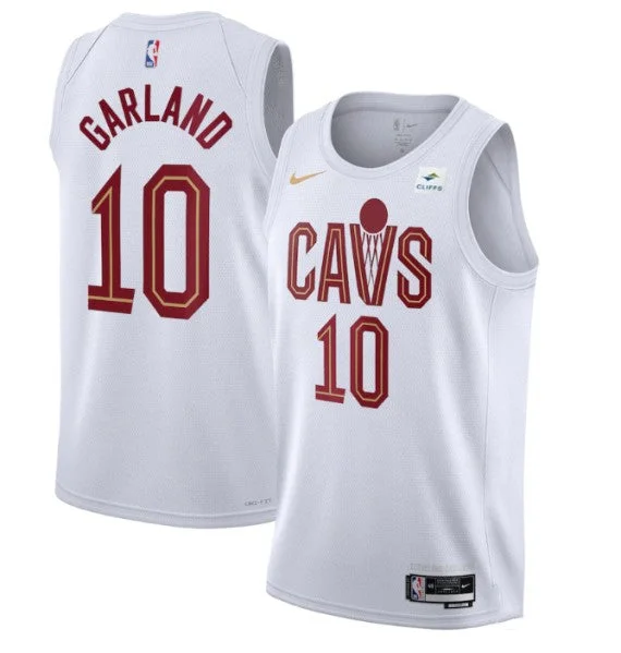 Basketball Jersey Slogan-Men's Cleveland Cavaliers #10 Darius Garland White Stitched Basketball Jersey