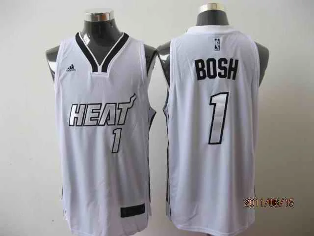 Basketball Jersey Country Flag-Heat 1 Bosh White Grey Number Basketball Jerseys